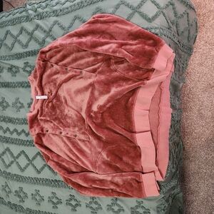 Velvet Button-Up Cardigan in Pink and Rose